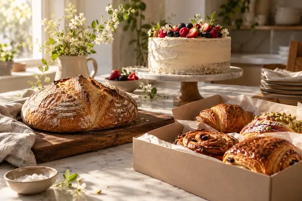 AI-generated realistic food & drink scene for Flour Poetry