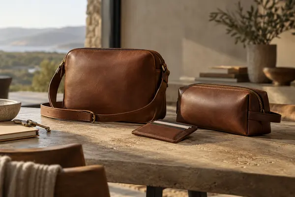 AI-generated realistic fashion scene for Marrow Leather