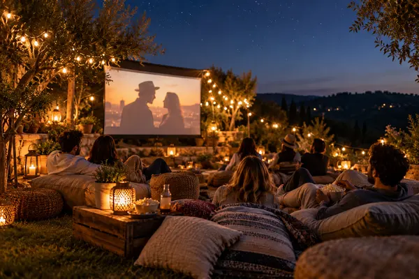 AI-generated realistic events & experiences scene for Open Air Cinema
