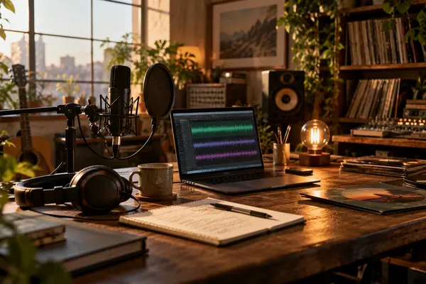 AI-generated realistic creative services scene for Sound Lantern
