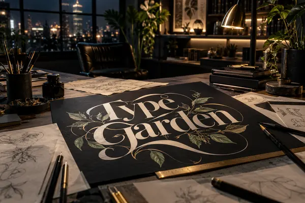 AI-generated realistic creative services scene for Type Garden